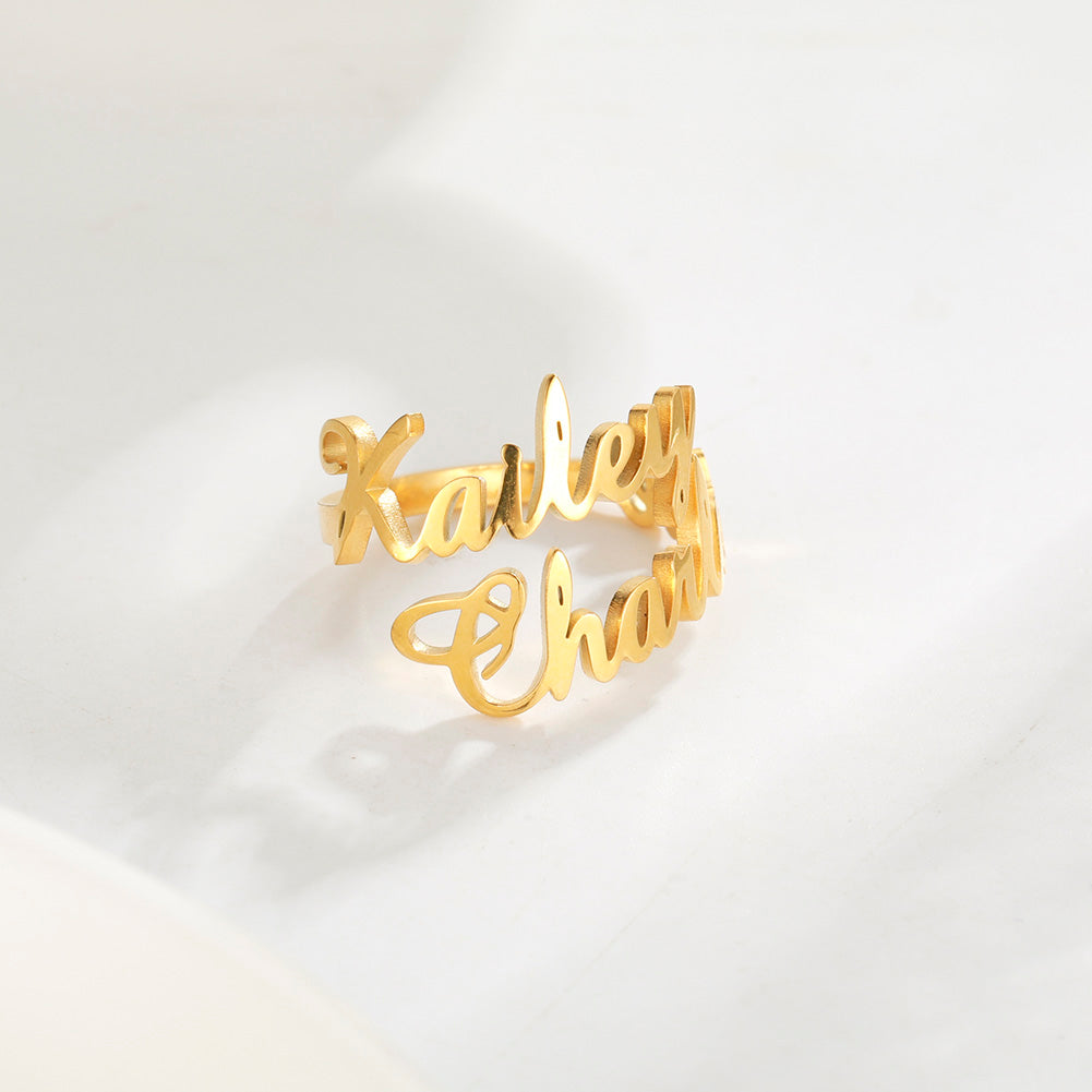 Handcrafted Sterling Silver Double Name Ring